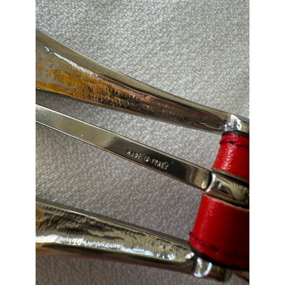 Vintage Red Gianni Versace Belt with Silver Buckle - Picture 6 of 7